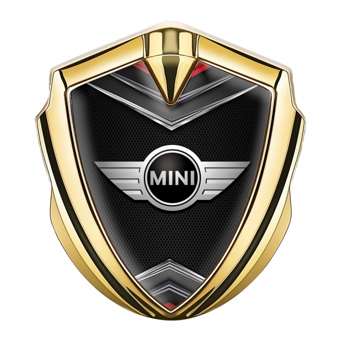 Mini Cooper Emblem Aufkleber Autozubehor Goldtonfarbe mit Schwarzer Kühlergrill Basis Auflage