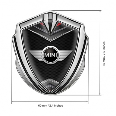 Mini Cooper Bodyside Badge Self Adhesive Silver Black Grid Classic Logo