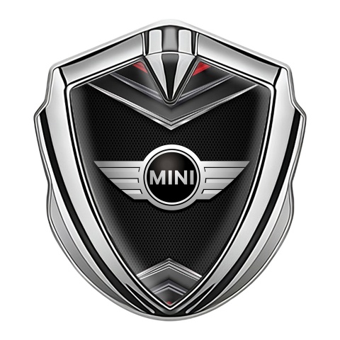 Mini Cooper Bodyside Badge Self Adhesive Silver Black Grid Classic Logo