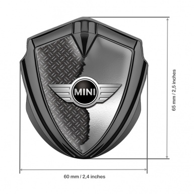 Mini Cooper Aufkleber Emblem Graphit Tonfarbe mit Zerrissenes Metall Basis Version 