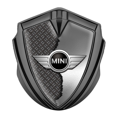 Mini Cooper Tuning Emblem Self Adhesive Graphite Torn Metal Classic Logo