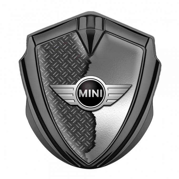 Mini Cooper Aufkleber Emblem Graphit Tonfarbe mit Zerrissenes Metall Basis Version 