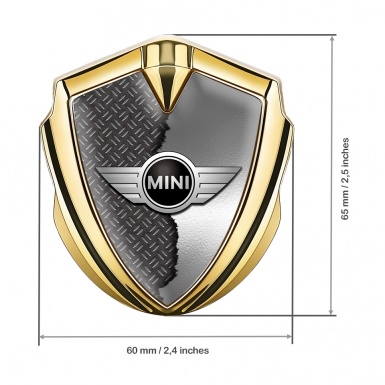 Mini Cooper Aufkleber Emblem Goldtonfarbe mit Zerrissenes Metall Basis Version