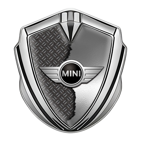 Mini Cooper Tuning Emblem Self Adhesive Silver Torn Metal Classic Logo