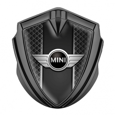 Mini Cooper Emblem Logo Schriftzug Aufkleber Graphit Tonfarbe mit Dunkles Netz Vorlage Stil