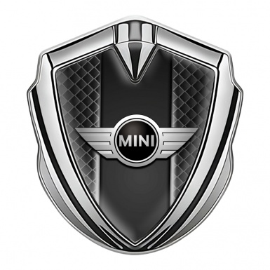 Mini Cooper Emblem Logo Schriftzug Aufkleber Silbertonfarbe mit Dunkles Netz Vorlage Stil