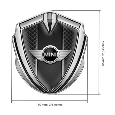 Mini Cooper Fender Metal Emblem Badge Silver Dark Grid Classic Edition