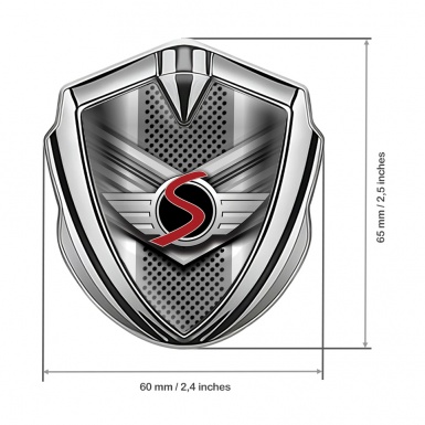 Mini Cooper S Seitenflugel Emblem Aufkleber Silbertonfarbe mit V-formig Basis Design