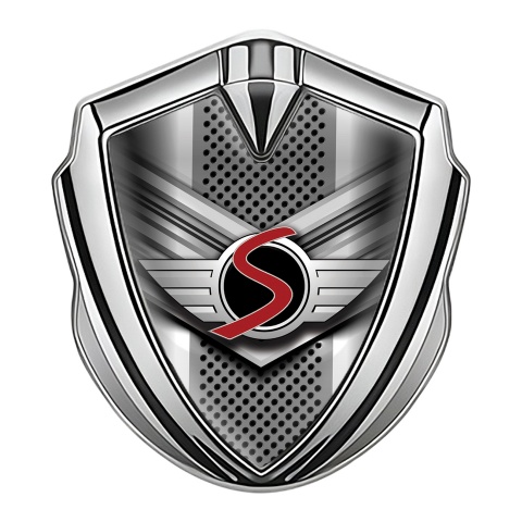 Mini Cooper S Trunk Emblem Badge Silver V Shaped Classic Design