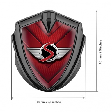 Mini Cooper S 3D Car Metal Emblem Graphite Red Hexagon V Lines Edition