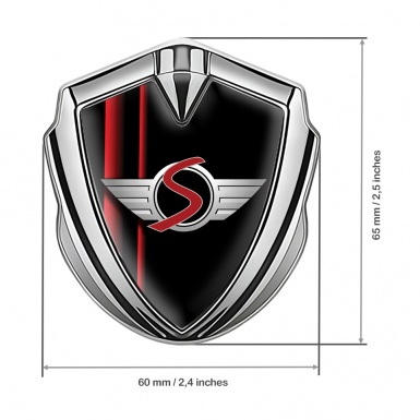 Mini Cooper S Emblem Aufkleber Autozubehor Silbertonfarbe mit Schwarz Rot Streifen design