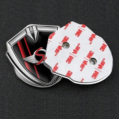 Mini Cooper S Tuning Emblem Self Adhesive Silver Black Red Stripes Design