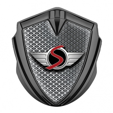 Mini Cooper S Emblem Logo Schriftzug Aufkleber Graphit Tonfarbe mit Netzmuster und Sport Logo 