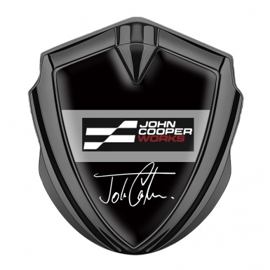 Mini Cooper Trunk Metal Emblem Badge Graphite Black John Cooper Edition