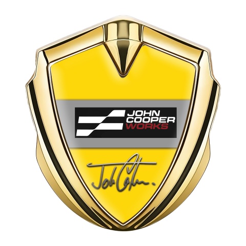Mini Cooper Trunk Metal Emblem Badge Gold Yellow John Cooper Edition