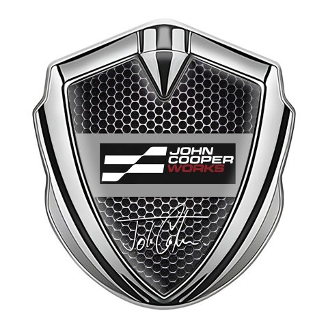 Mini Cooper Emblem Self Adhesive Silver Black Dots John Cooper Edition