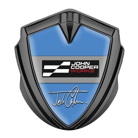 Mini Cooper Trunk Metal Emblem Badge Graphite Blue John Cooper Edition