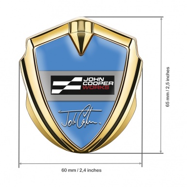 Mini Cooper Trunk Metal Emblem Badge Gold Blue John Cooper Edition