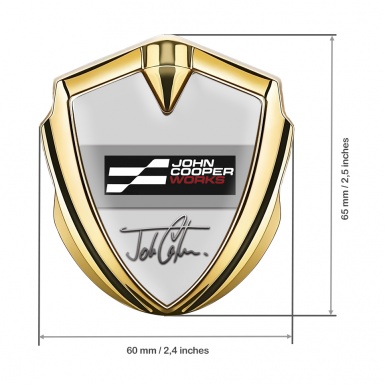 Mini Cooper Aufkleber Emblem Goldtonfarbe Mit Grau Basis und John Cooper Works Logo