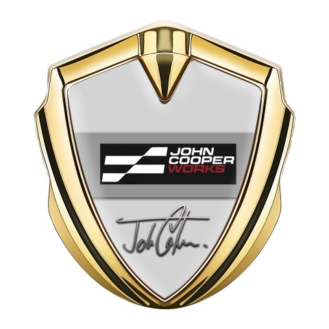 Mini Cooper Fender Emblem Badge Gold Grey John Cooper Edition