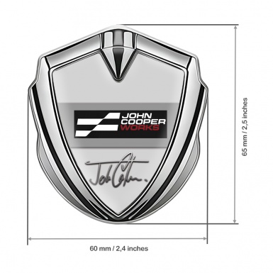 Mini Cooper Fender Emblem Badge Silver Grey John Cooper Edition