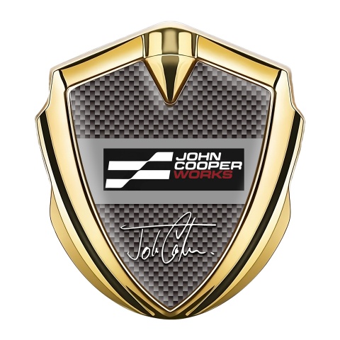 Mini Cooper Bodyside Emblem Gold Brown Carbon John Cooper Edition