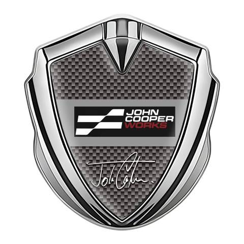 Mini Cooper Bodyside Emblem Silver Brown Carbon John Cooper Edition