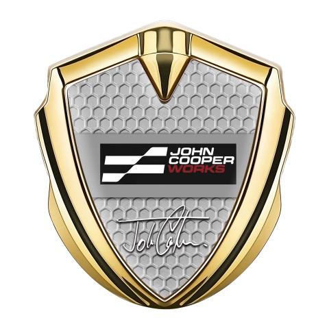 Mini Cooper Fender Emblem Badge Gold Honeycomb John Cooper Edition