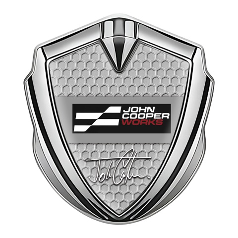 Mini Cooper Fender Emblem Badge Silver Honeycomb John Cooper Edition