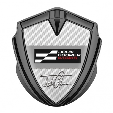 Mini Cooper Trunk Emblem Badge Graphite White Carbon John Cooper Logo
