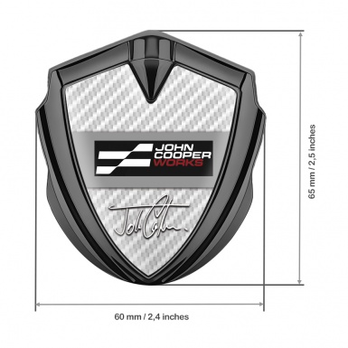 Mini Cooper Trunk Emblem Badge Graphite White Carbon John Cooper Logo