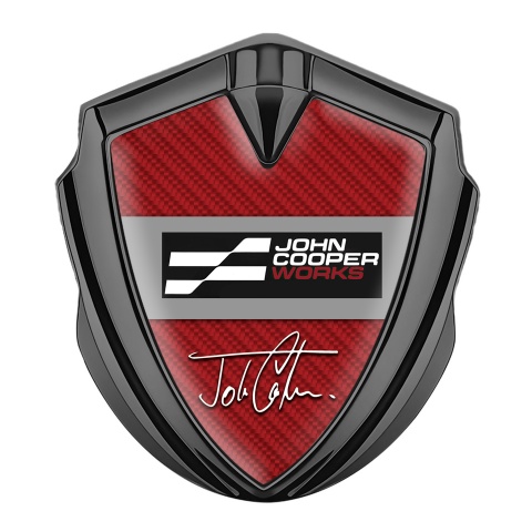 Mini Cooper 3D Car Metal Emblem Graphite Red Carbon John Cooper Logo