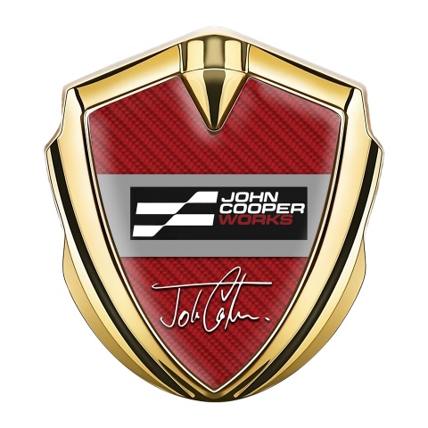 Mini Cooper 3D Car Metal Emblem Gold Red Carbon John Cooper Logo