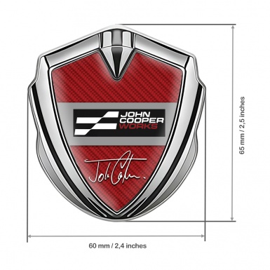 Mini Cooper 3D Car Metal Emblem Silver Red Carbon John Cooper Logo