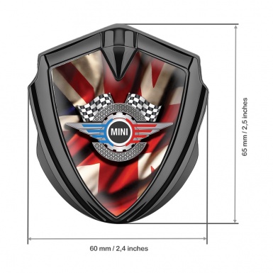 Mini Cooper Fender Emblem Badge Graphite UK Flag Racing Cog Edition