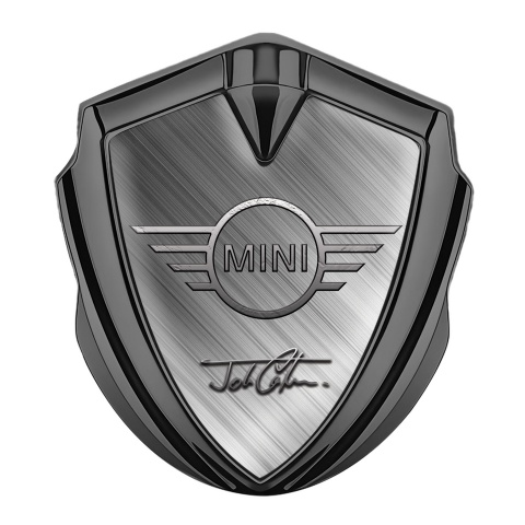 Mini Cooper Fender Metal Emblem Graphite Brushed Metal Simple Logo Design