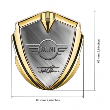 Mini Cooper Fender Metal Emblem Gold Brushed Metal Simple Logo Design