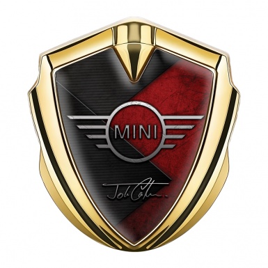 Mini Cooper Emblem Logo Schriftzug Aufkleber Goldtonfarbe mit Schwarz Rot Vorlage