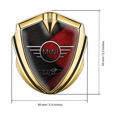 Mini Cooper Trunk Emblem Badge Gold Red Back John Cooper Design