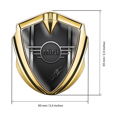 Mini Cooper Fender Emblem Badge Gold Grey Gradient John Cooper Design