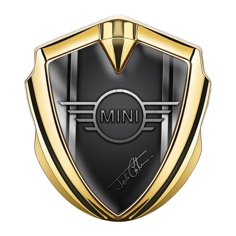 Mini Cooper Fender Emblem Badge Gold Grey Gradient John Cooper Design