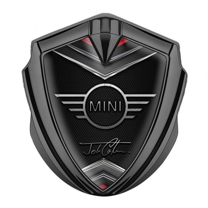 Mini Cooper Emblem Auto Zeichen Graphit Tonfarbe Schwarz Silber Rot Basis Design 