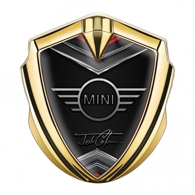 Mini Cooper Metal Emblem Self Adhesive Gold Grid John Cooper Design