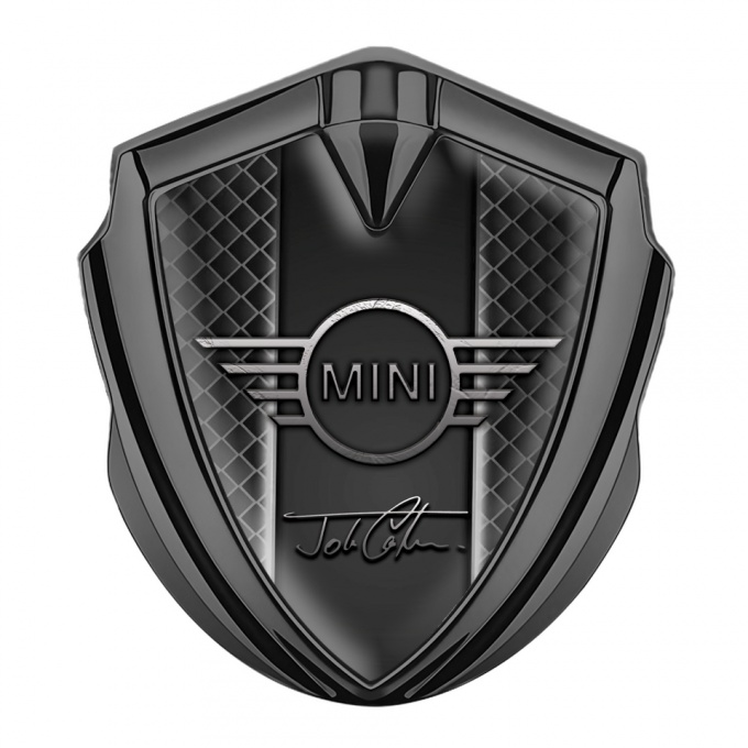 Mini Cooper Emblem Aufkleber Autozubehor Graphit Tonfarbe mit Dunkles Netz design und John Cooper Logo