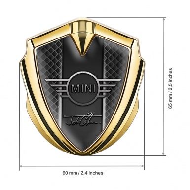 Mini Cooper Emblem Aufkleber Autozubehor Goldtonfarbe mit Dunkles Netz design und John Cooper Logo