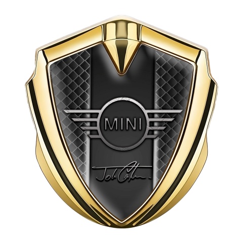 Mini Cooper 3D Car Metal Emblem Gold Dark Grid John Cooper Design