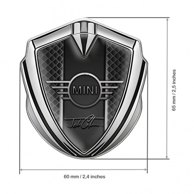 Mini Cooper Emblem Aufkleber Autozubehor Silbertonfarbe mit Dunkles Netz design und John Cooper Logo