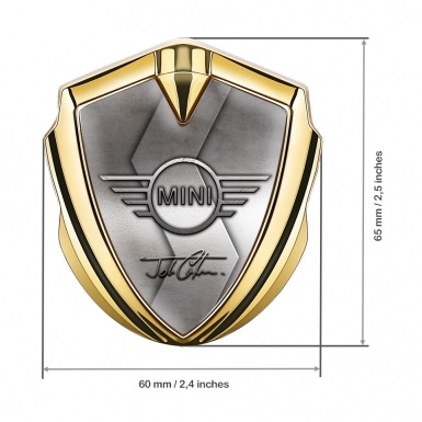 Mini Cooper Selbstklebendes Metallaufkleber Emblem Goldtonfarbe mit Grau Gebogenes S Design