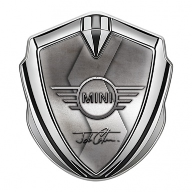 Mini Cooper  Selbstklebendes Metallaufkleber Emblem Silbertonfarbe mit Grau Gebogenes S Design