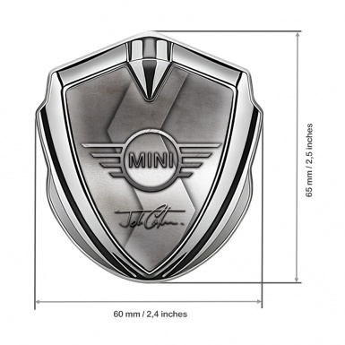 Mini Cooper  Selbstklebendes Metallaufkleber Emblem Silbertonfarbe mit Grau Gebogenes S Design